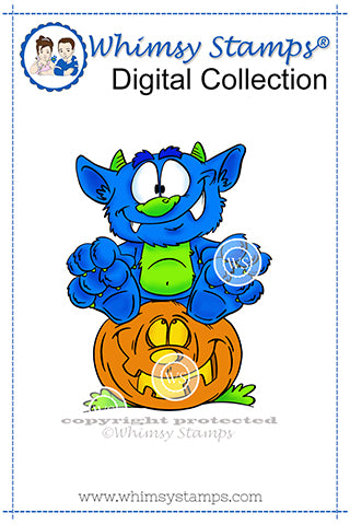 Monster Sit - Digital Stamp - Whimsy Stamps