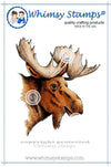Moose Head Rubber Cling Stamp - Whimsy Stamps