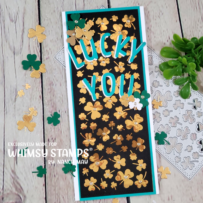 **NEW Slimline Shamrocks Background Die - Whimsy Stamps