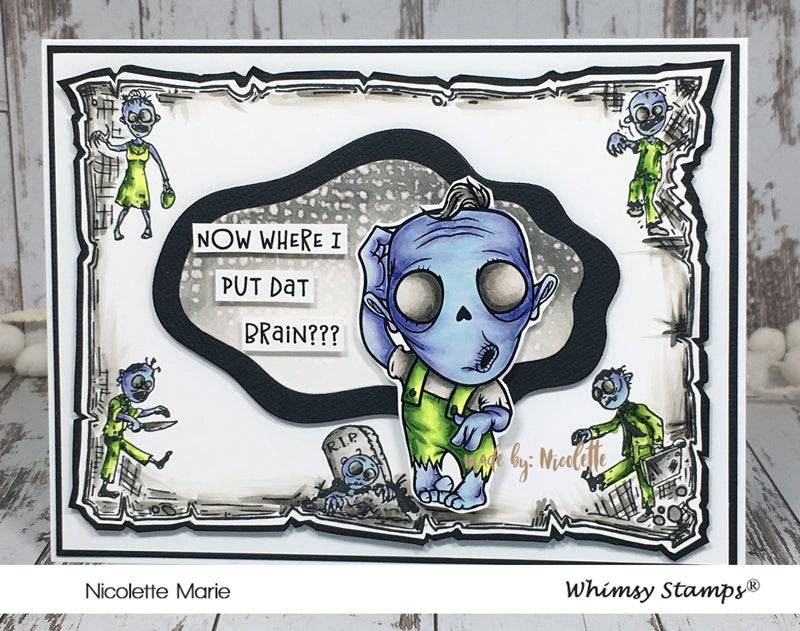Zombie Frame Rubber Cling Stamp - Whimsy Stamps
