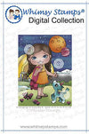 Polka Dot Pals Trillion Towel Day - Coloring Scene Digital Stamp - Whimsy Stamps