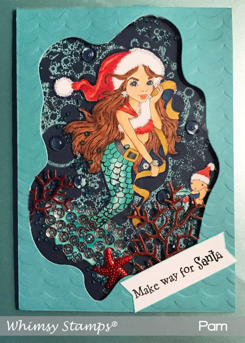 Christmas Mermaid - Digital Stamp - Whimsy Stamps
