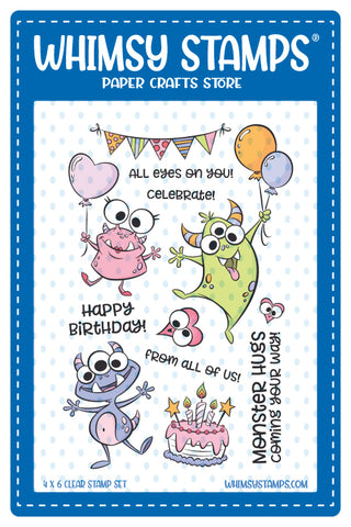 **NEW Party Monsters Clear Stamps - Whimsy Stamps
