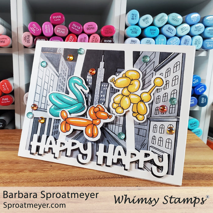City Street Background Rubber Cling Stamp - Whimsy Stamps