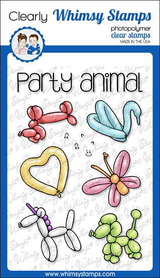 **NEW Party Animal Balloons Clear Stamps - Whimsy Stamps