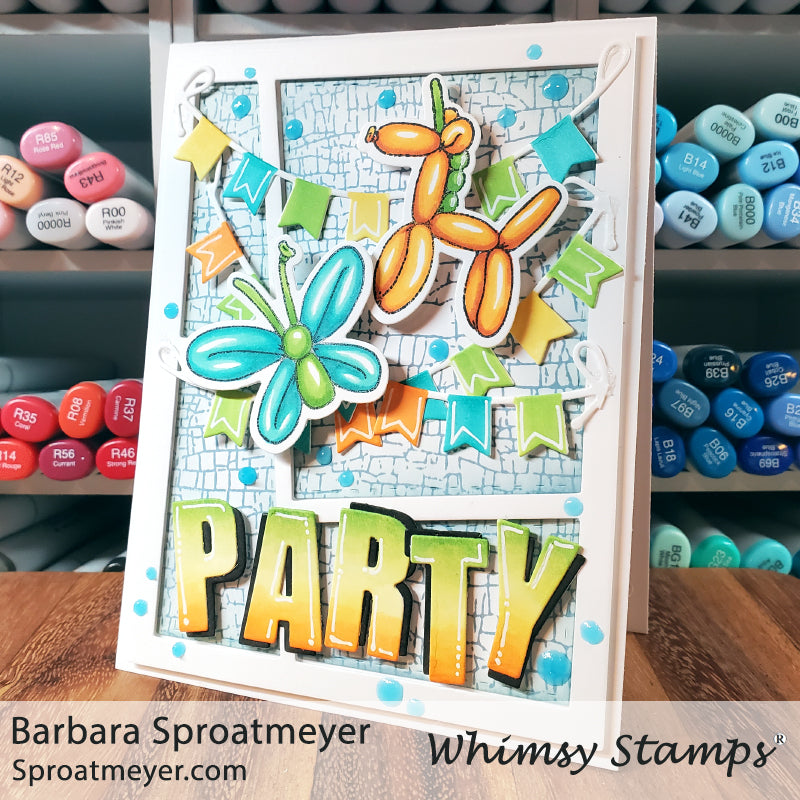 Party Animal Balloons Clear Stamps - Whimsy Stamps