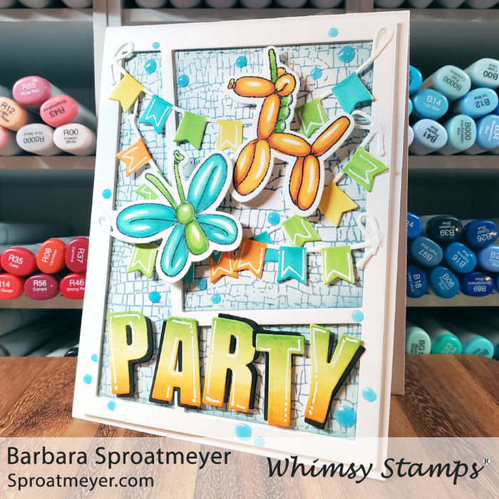 Party Animal Balloons Clear Stamps - Whimsy Stamps