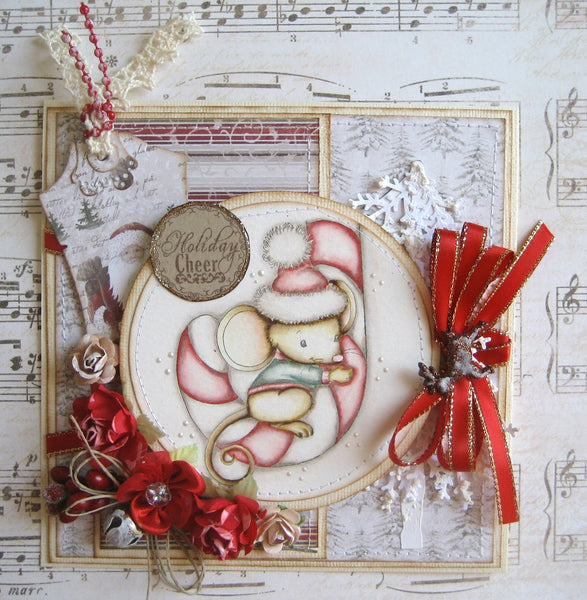 Mousey Candy Cane - Digital Stamp - Whimsy Stamps