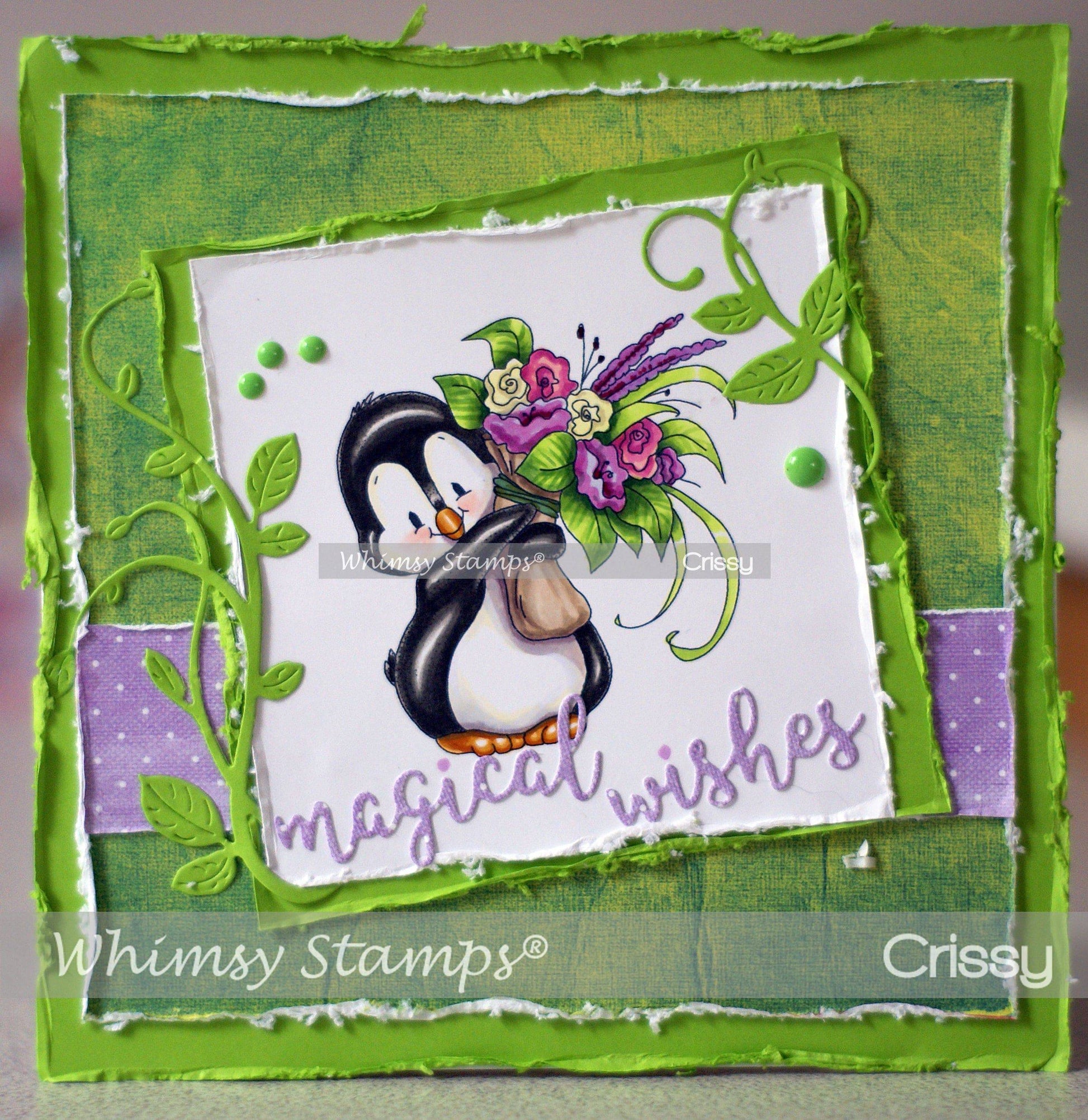 Penguin Gardener Clear Stamps - Whimsy Stamps