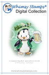 Penguin Lucky Shamrock - Digital Stamp - Whimsy Stamps