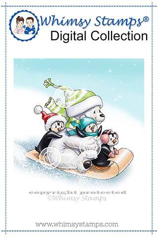 Penguin Snow Fun - Digital Stamp - Whimsy Stamps