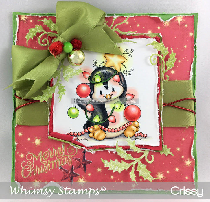 Penguin Christmas Tree - Digital Stamp - Whimsy Stamps