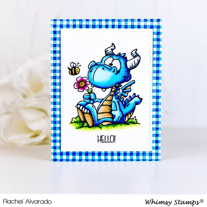 Dorky Dragon Rubber Cling Stamp - Whimsy Stamps