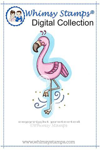 Pinky Flamingo - Digital Stamp - Whimsy Stamps