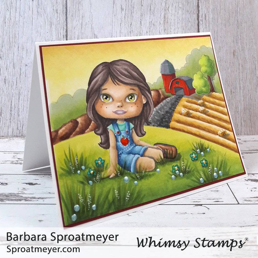 Polka Dot Pals Jayden Farm Break - Coloring Scene Digital Stamp - Whimsy Stamps