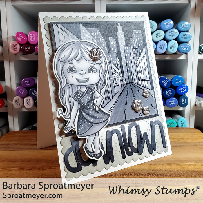 City Street Background Rubber Cling Stamp - Whimsy Stamps