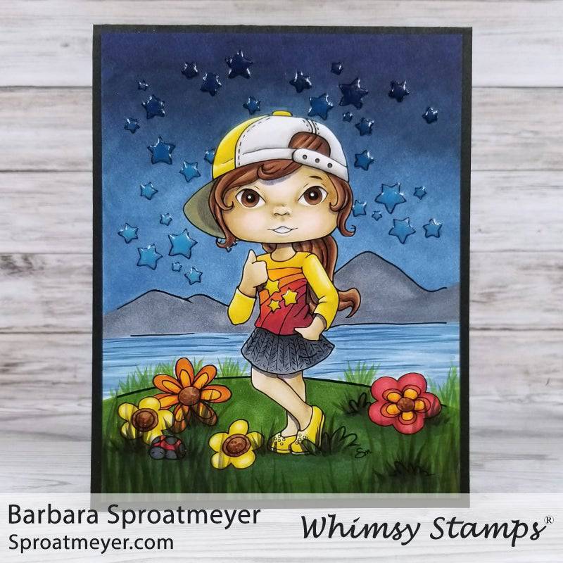 Polka Dot Pals Tazanna Star Dreams - Digital Coloring Scene - Whimsy Stamps