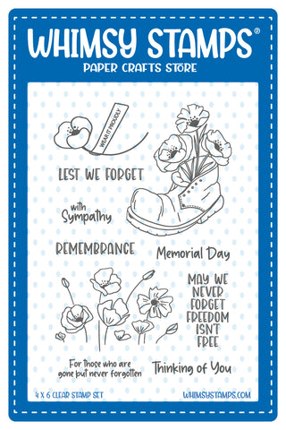 **NEW Poppy Remembrance Clear Stamps - Whimsy Stamps
