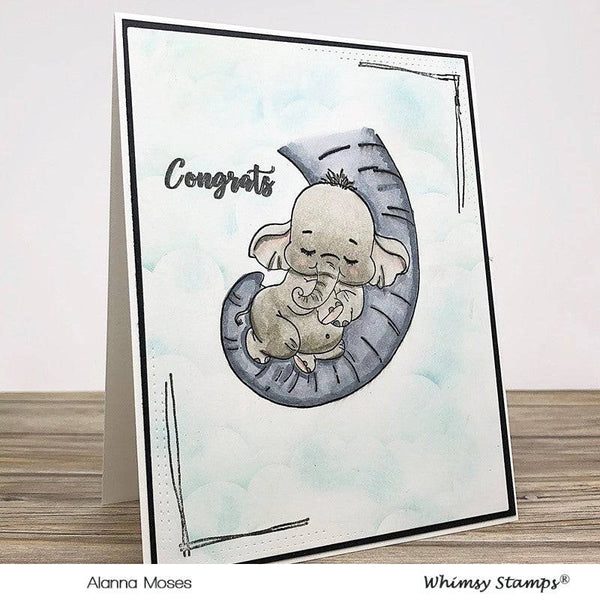 Baby Ellie Cuddles Rubber Cling Stamp - Whimsy Stamps