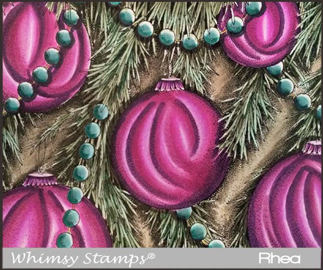 Ornaments Background Rubber Cling Stamp - Whimsy Stamps