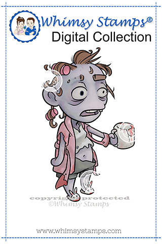 Mini Coffee Zombie - Digital Stamp - Whimsy Stamps