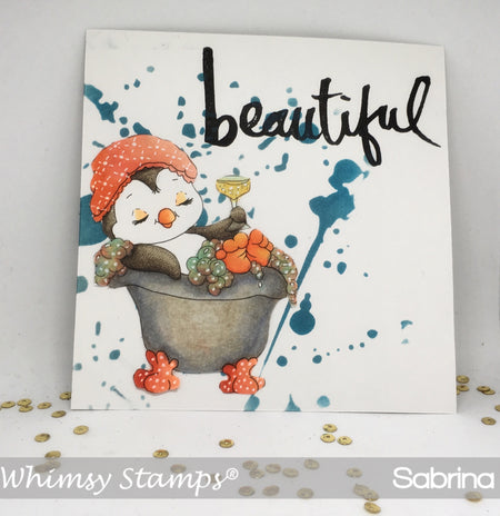 Penguin Bubble Bath - Digital Stamp - Whimsy Stamps