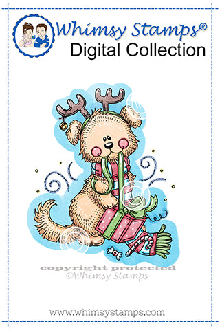 Santa's Puppy Helper - Digital Stamp - Whimsy Stamps