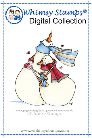 Snowmen in Love - Digital Stamp - Whimsy Stamps