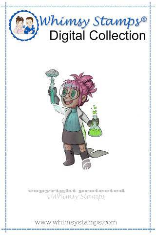 Scientist Tia - Digital Stamp - Whimsy Stamps