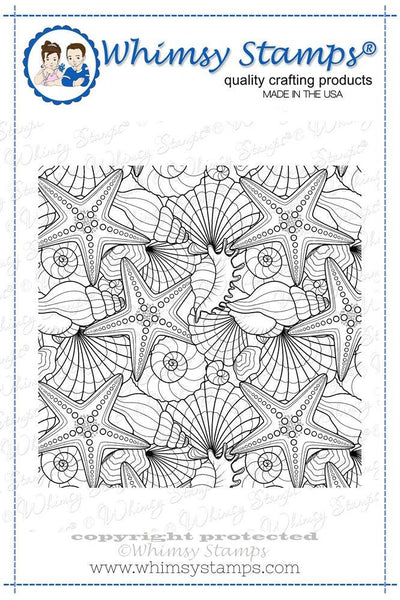 Seashell Background Rubber Cling Stamp - Whimsy Stamps