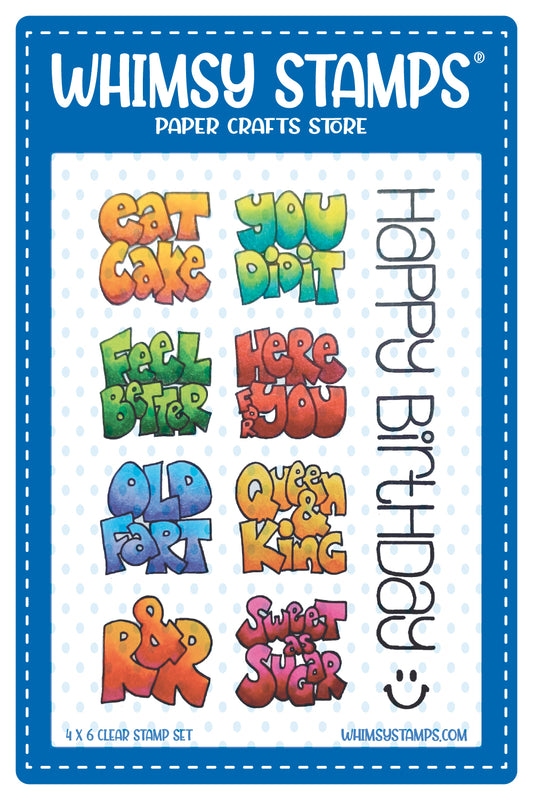 **NEW Sentiment Tiles - Happy Birthday Clear Stamps - Whimsy Stamps