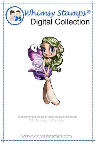 Shy Fairy - Digital Stamp - Whimsy Stamps