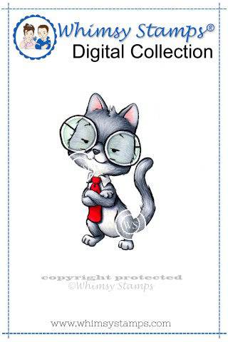 Smart Cat - Digital Stamp - Whimsy Stamps