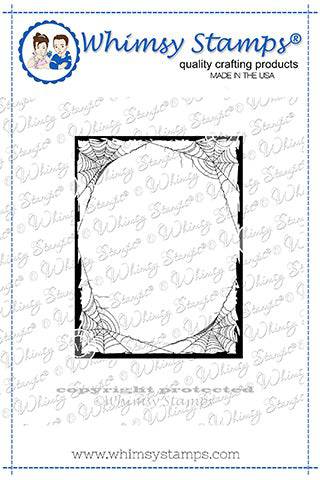 Spider Web Frame Rubber Cling Stamp - Whimsy Stamps