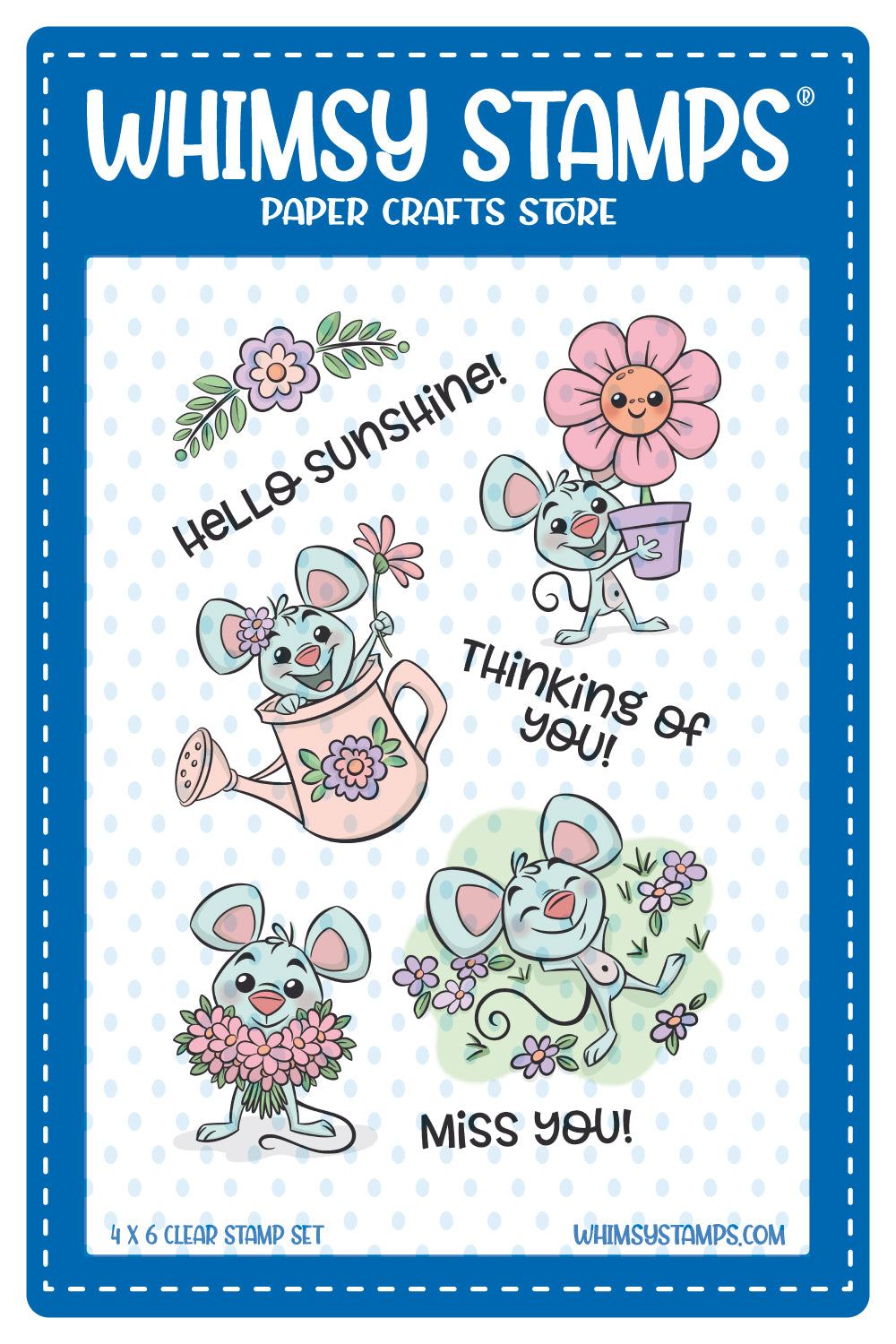 **NEW Spring Gardening Mice Clear Stamps - Whimsy Stamps