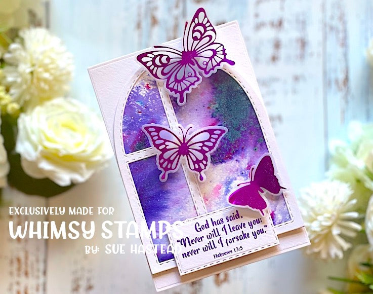 Stained Glass Scripture Sentiments Clear Stamps - Whimsy Stamps