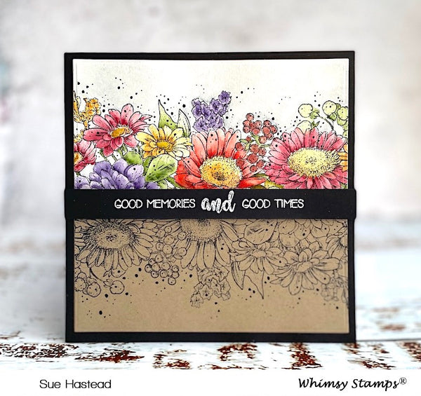 **NEW Gerbera Daisies Background Rubber Cling Stamp and Die Combo - Whimsy Stamps