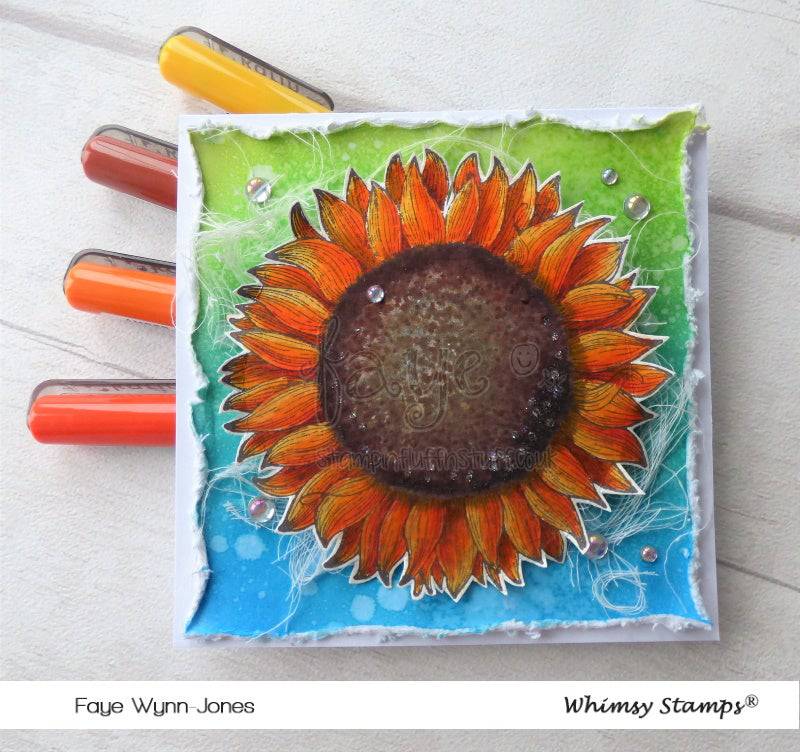 Sunflower Background Rubber Cling Stamp - Whimsy Stamps