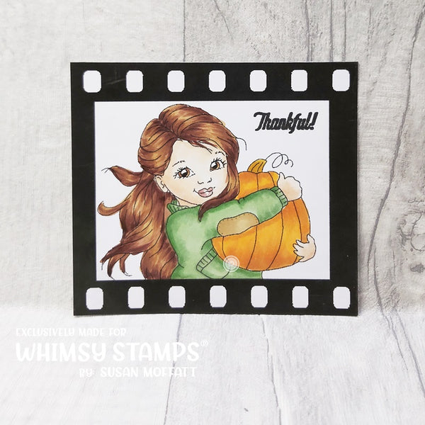 A Girl and Her Pumpkin - Digital Stamp - Whimsy Stamps