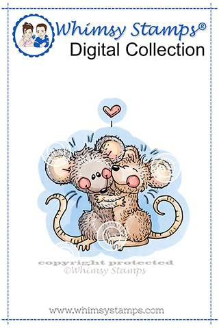 Teeny Mouse Hugs - Digital Stamp - Whimsy Stamps