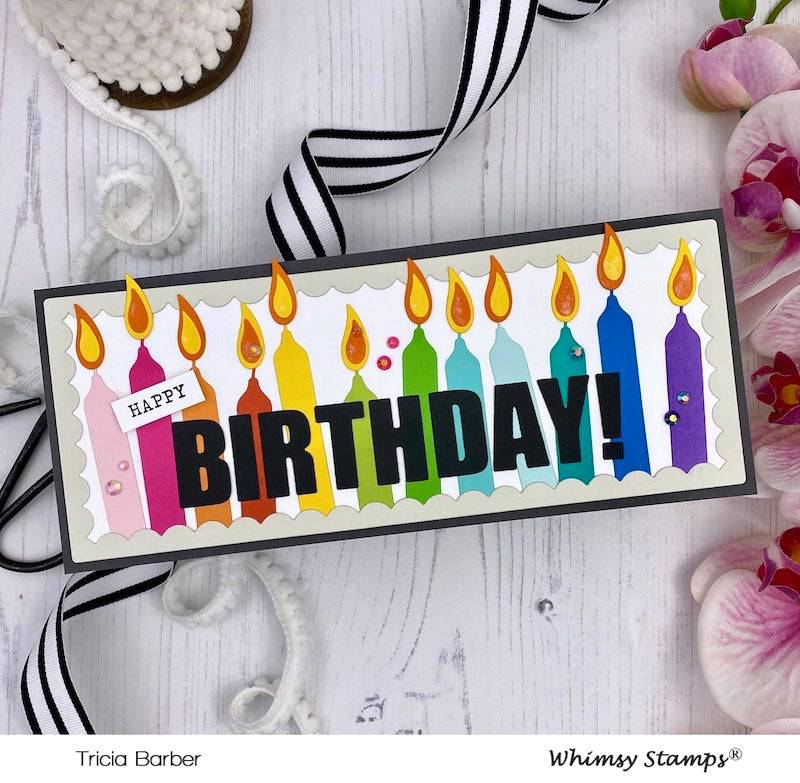 Slimline Birthday Scallops Die - Whimsy Stamps