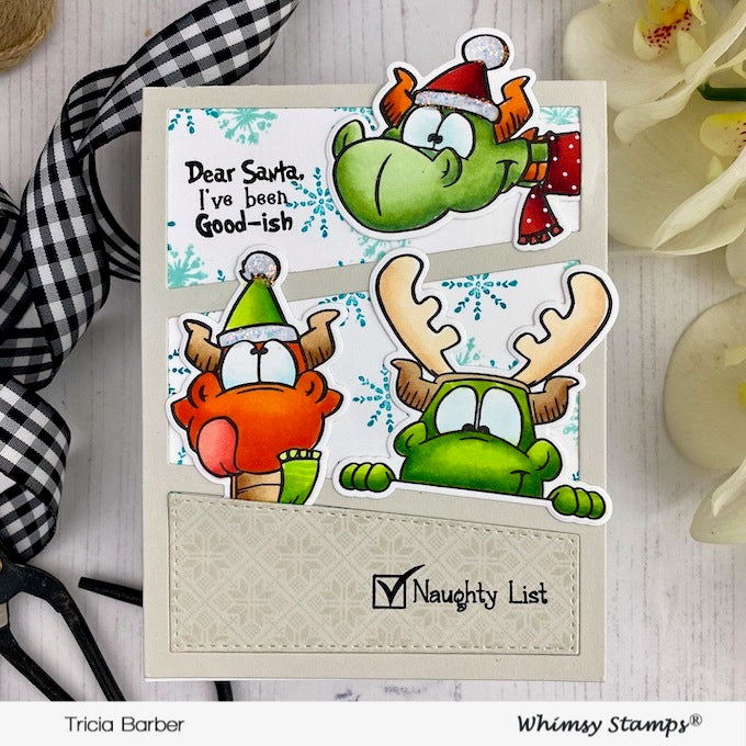 **NEW Dragon Holiday Peekers Clear Stamps - Whimsy Stamps