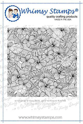 Tropical Floral Background Rubber Cling Stamp - Whimsy Stamps