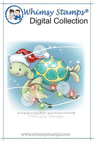 Turtle Christmas Lights - Digital Stamp - Whimsy Stamps