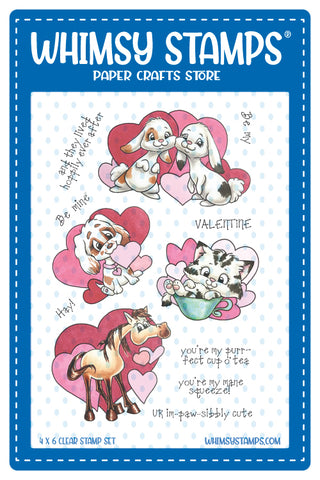 *NEW Valentine Pets and Puns Clear Stamps - Whimsy Stamps