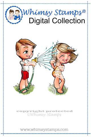 Water Fun Tia and Tobie - Digital Stamp - Whimsy Stamps