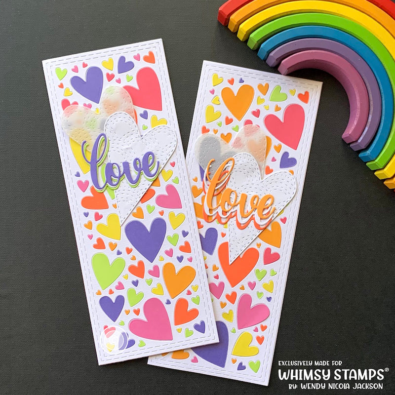 Slimline Hearts Background Die - Whimsy Stamps