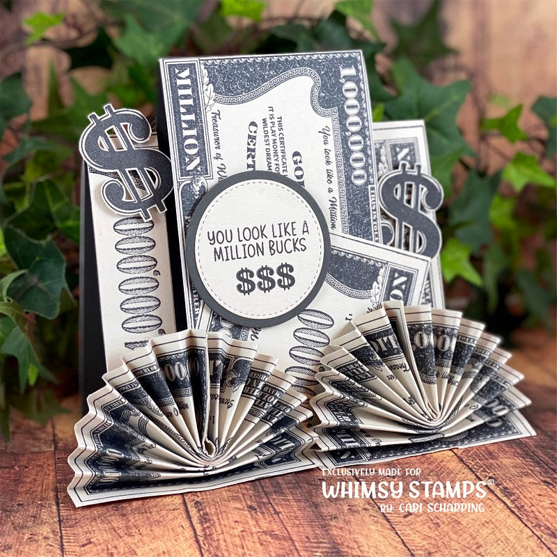 **NEW A Million Dollars Rubber Cling Stamp and Die Combo - Whimsy Stamps