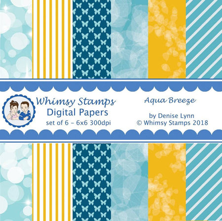 Aqua Breeze Papers - Digital Papers - Whimsy Stamps