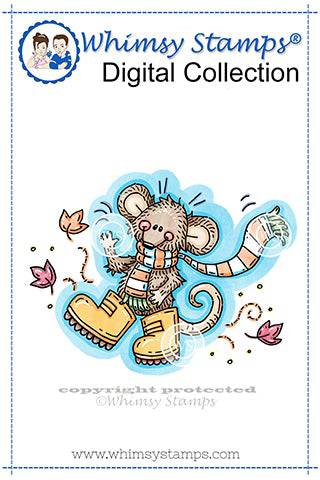 Autumn Boots Mouse - Digital Stamp - Whimsy Stamps